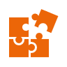 orange symbol for modularity and perfect fit